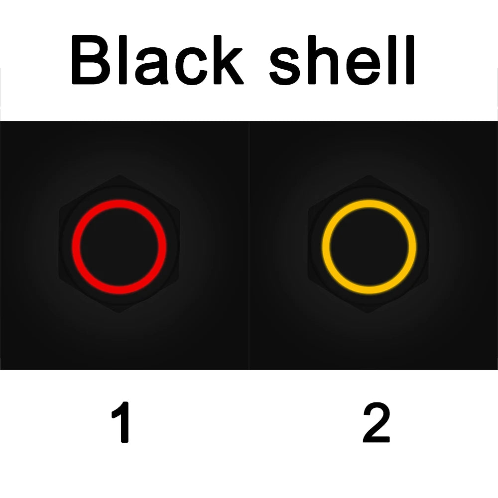 16/19/22mm Two Color Waterproof Metal Push Button Switch LED Light Momentary Latching Car Engine Switch 5V 12V 24V 220V Red Blue