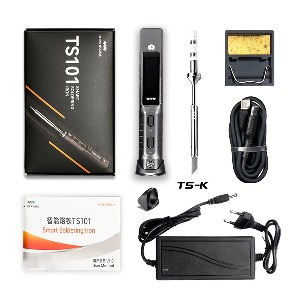 Original TS101 Electric Soldering Iron Adjustable Temperature Digital USB Mini Solder Station 90W TS100 TS 101 Upgrade With Tips