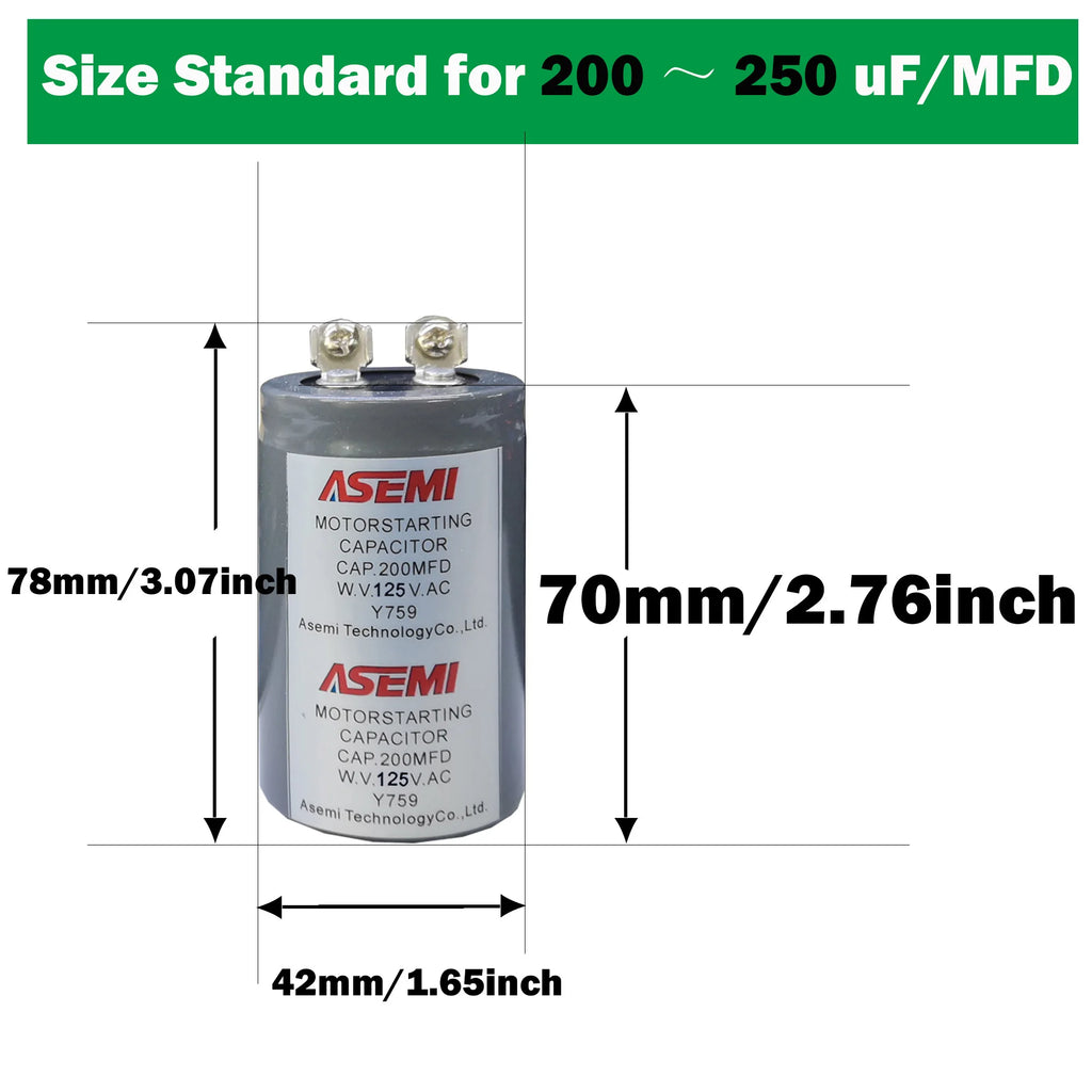 CD60 With Terminals AC Motor Starting Capacitor 125V 250V 50uF 150uF 200uF 250uF 800uF 1000uF 1200UF for Electrical Equipment