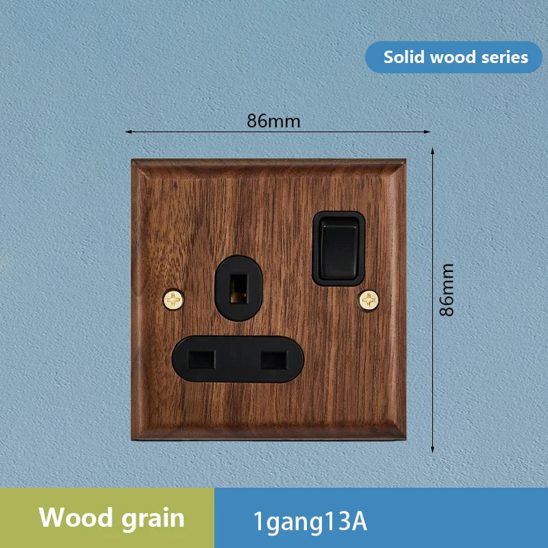 1/2/3/4gang1/2way European Vintage Passage Wall Light Solid Wood Brass Toggle Panel Switch Power Outlet, Antique Home Decor
