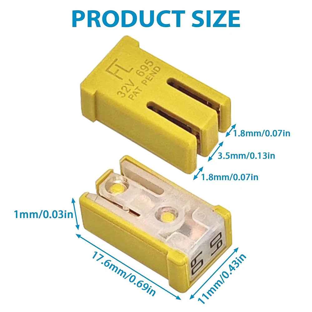 10/14/16/28Pcs MCASE Fuse 15A 20A 25A 30A 40A 50A 60A 32V Mini Slotted Automotive Shaped Cartridge Kit With Plastic Shell Box