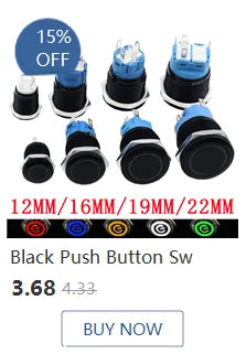 1pc 16mm 19mm 22mm Waterproof Metal Latching Emergency STOP Mushroom Push Button Switch Button Switch Knob Rotary Switch