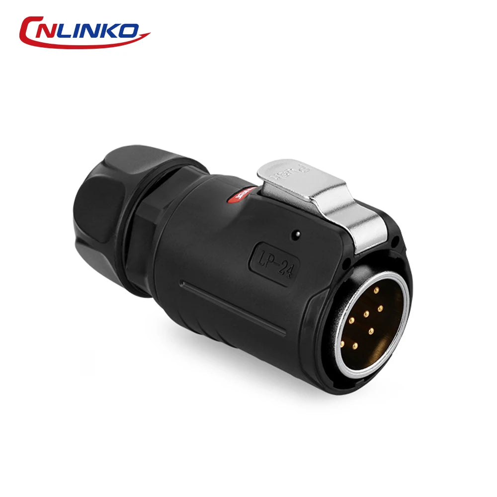 CNLINKO M24 Industrial Power & Signal Connector 2-24 Pin 25A 500V Waterproof IP68 Semi-Metal Solder Type Single-Hole Mount