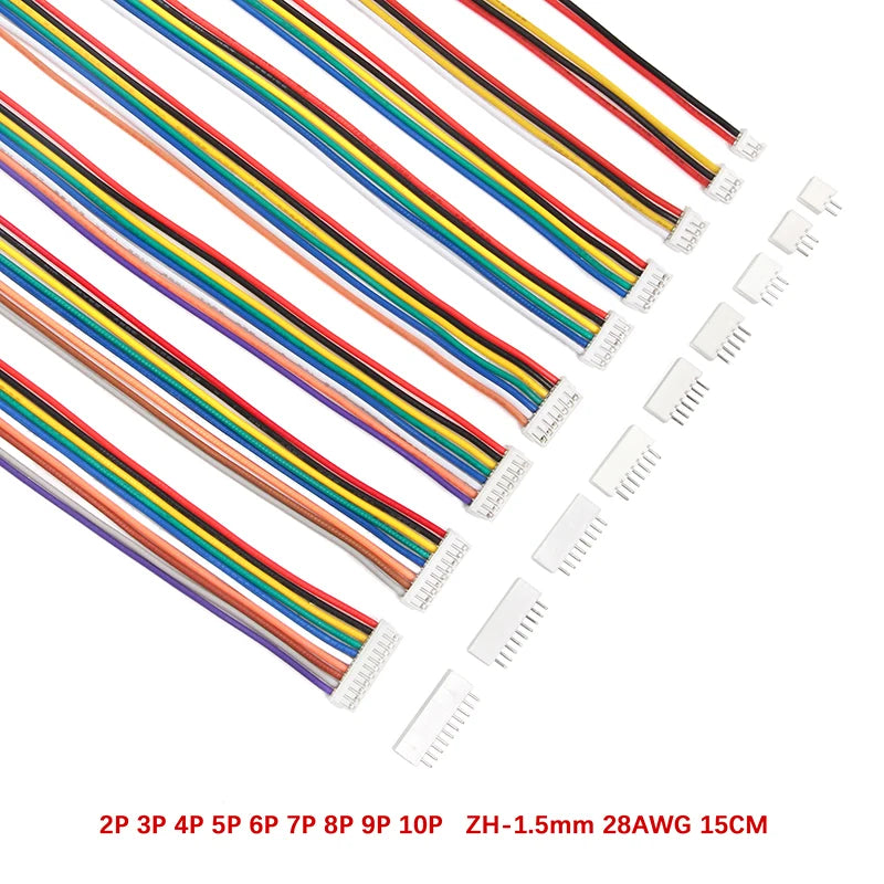 10PCS 1.5 2.0 2.54 ZH/PH/XH Female Male Plug Connector Socket 2/3/4/5/6/7/8/9/10P Pin Pitch with Cable Wire 15/30cm