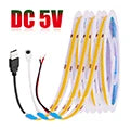 DC 5V LED COB Strip Light USB High Density Linear Lighting 320LED Flexible Tape Lights Warm Natural White Red Blue Green Decor