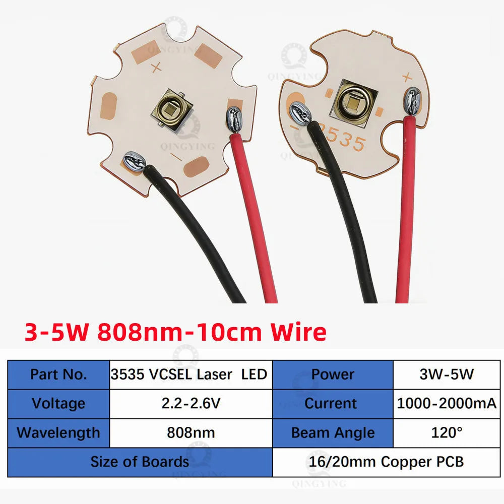 1-5PCS 3535 IR Laser Infrared Vcsel Lamp Beads 3W 808nmnm 850nm 940nm 980nm 1064nm LED Diodes Sensing Monitoring Night Vision