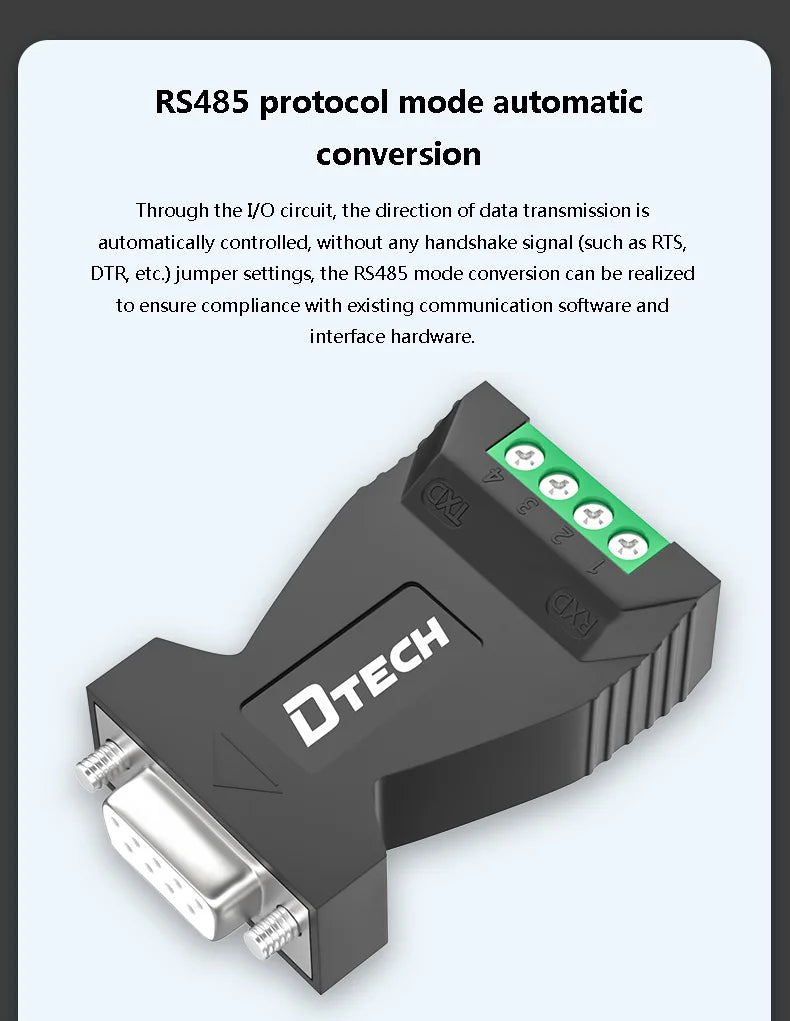 3PCS DTECH RS232 Serial Converter To RS485 Converter Passive RS485 For Attendance Machines