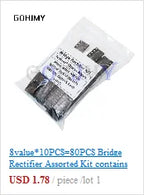 90pcs 9values x 10pcs 1N4001 1N4004 1N4007 SS14 SS24 SS34 SS16 SS26 SS36 SMD schottky diode assort kit