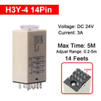1 Pc H3Y-4 Small Time Delay Relay DC12 24V 14Pin Electricity Delay Type Power-on Delay Rotary Knob 1S/5S/10S/30S/60S/5M/10M/30M