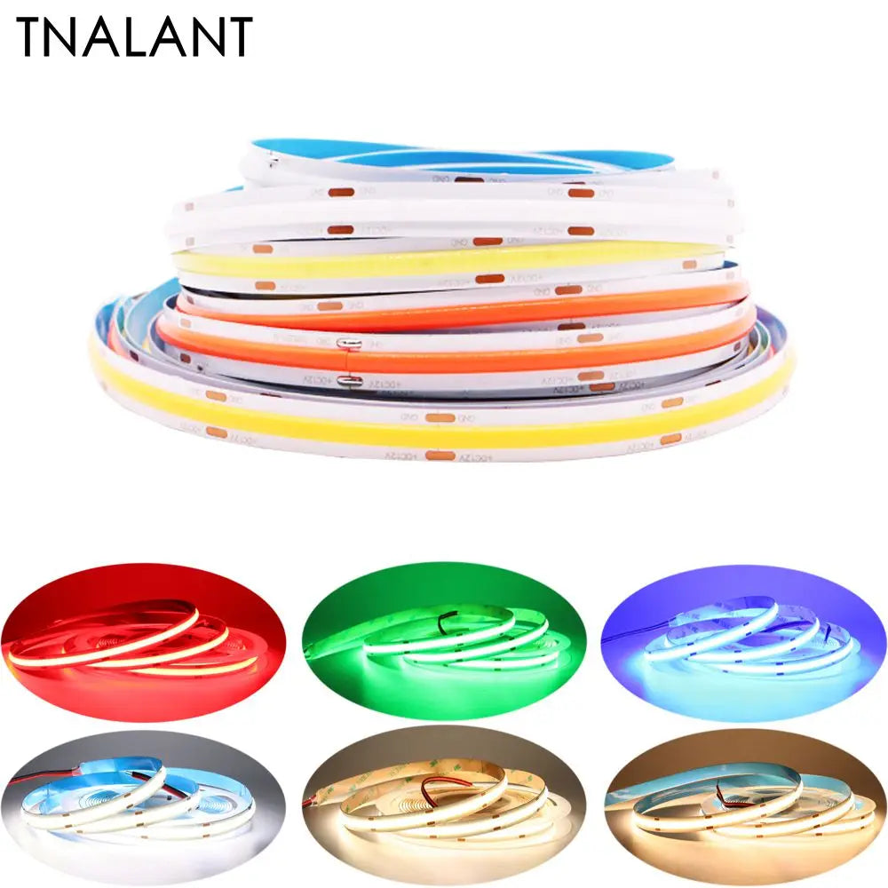 8/10mm COB LED Strip Light 12V/24V 480/528leds/m High Density Warm Cool White Red Blue Green Flexible Linear Tape Lights Bar