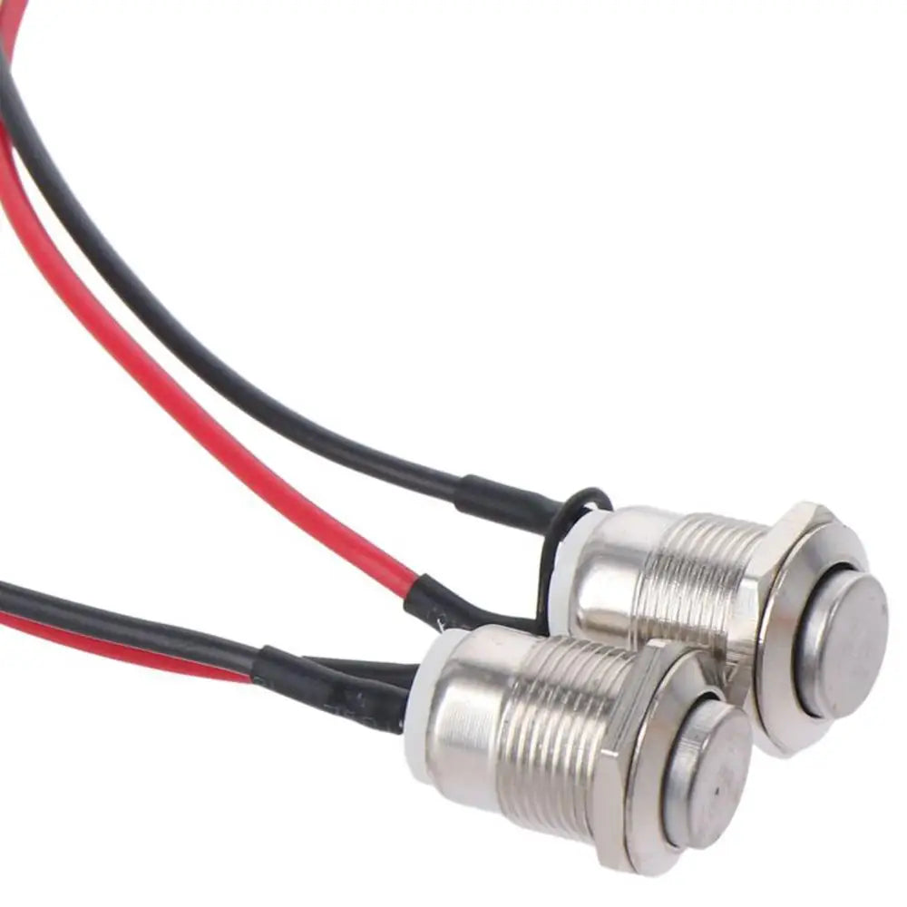 5pcs 12mm Momentary Push Button Switch Silver Shell with pre-Wiring, IP65 Waterproof Push Button Switch,Stainless Steel Normally