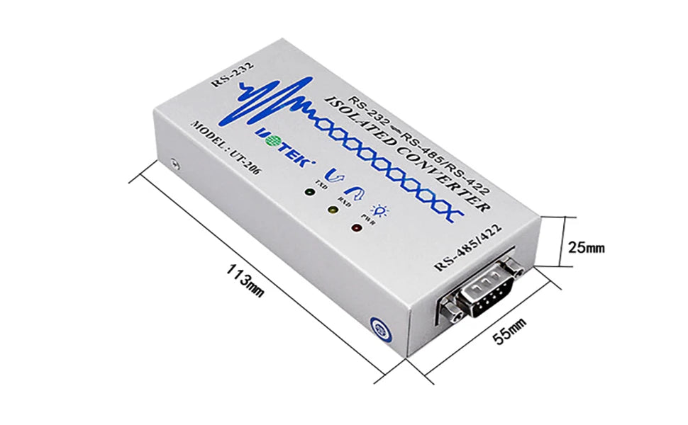 UOTEK RS-232 to RS-485/422 Optoelectronic Isolated Converter NO Delay RS232 RS485 RS422 Adapter UT-206