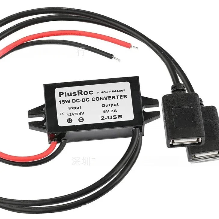 Waterproof 12V/24V to 5V Converter DC-DC Buck Module Power Adapter USB-A Female/C Type/Dual USB/Open Wire Connector
