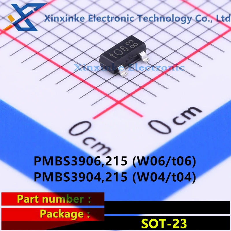 100PCS PMBS3906,215 W06 T06 PMBS3904,215 W04 T04 SOT-23 Bipolar Transistors - BJT TO-236AB PNP Transistors PMBS3906 PMBS3904