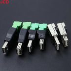 JCD USB 2.0 Connector Avoid Welding Plugs USB Type A Male Female to 4Pin 5pin Screw Terminal Socket Adapter Plug For Computer TV
