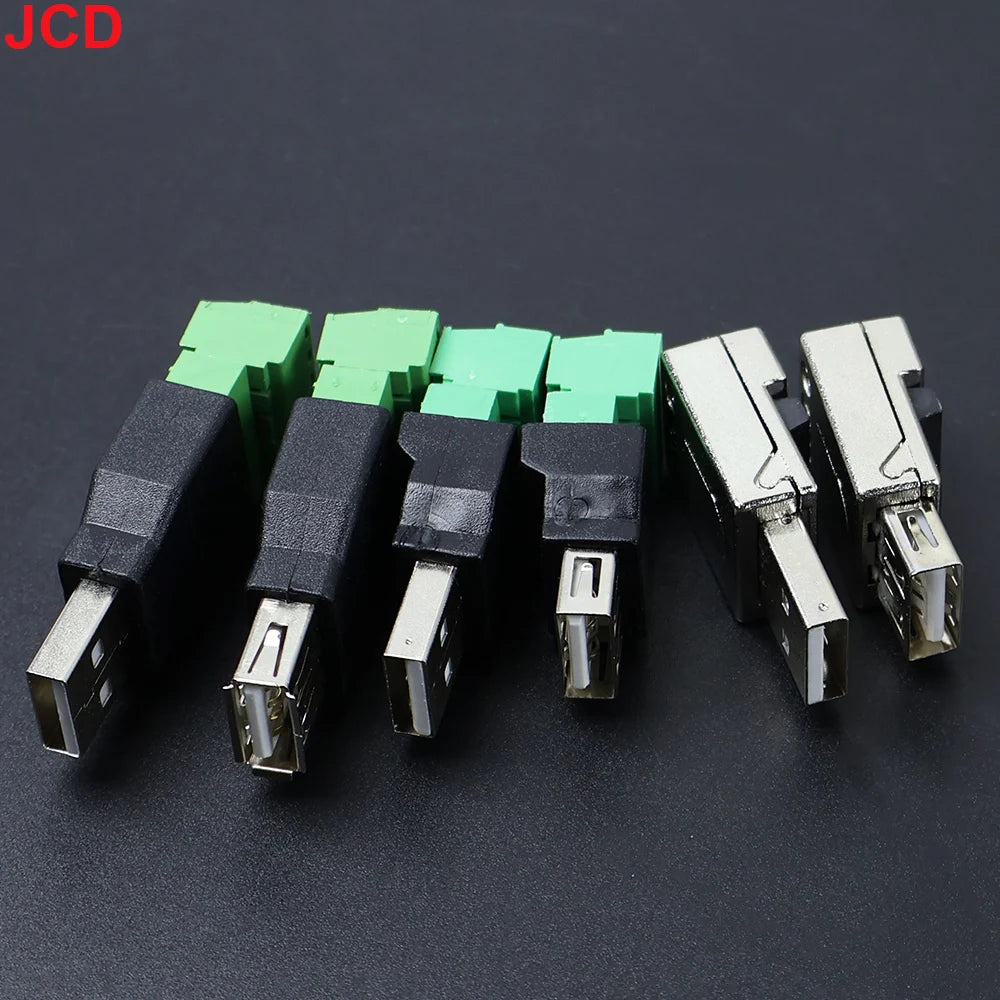 JCD USB 2.0 Connector Avoid Welding Plugs USB Type A Male Female to 4Pin 5pin Screw Terminal Socket Adapter Plug For Computer TV