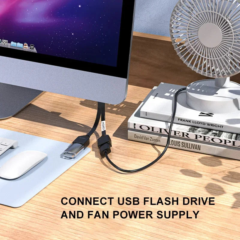 65W USB 1 to 2 Fast Charging Elbow Computer Extension Cord Flat Data Cable Mobile Phone Car Expander Carplay Splitter 10/20cm