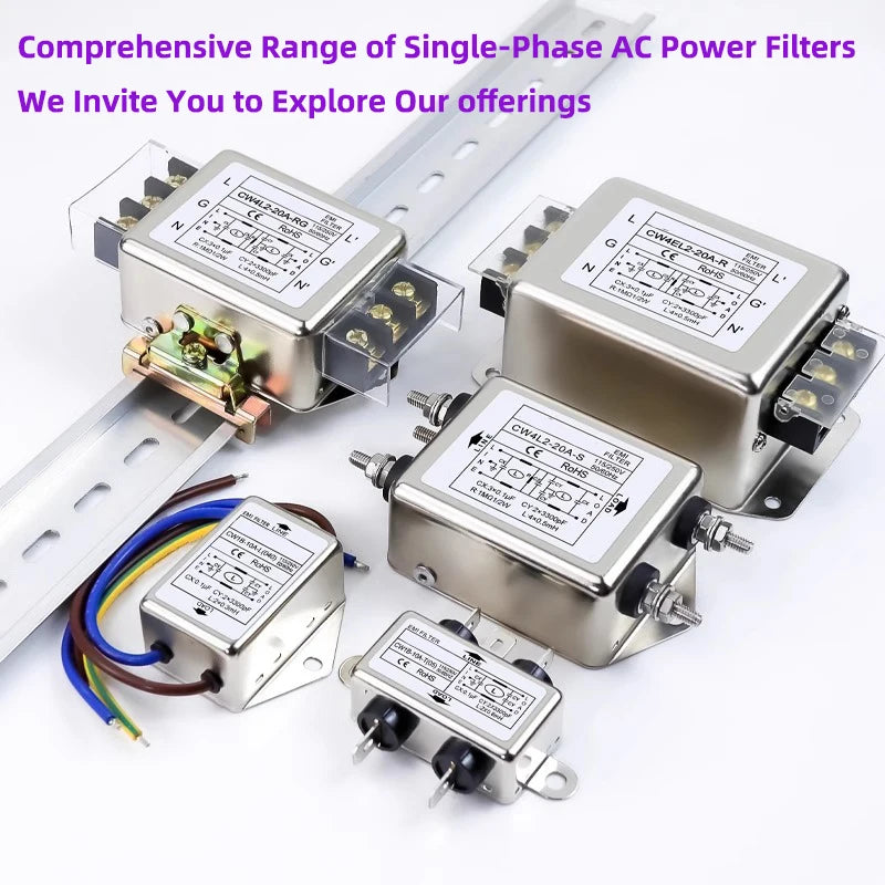 Single Phase AC Power EMI Filter CW4L2-10A-T/S CW4L2-20A-T/S for CO2 Laser Engraving Machine T/S Series 115V/250V 20A 50/60HZ