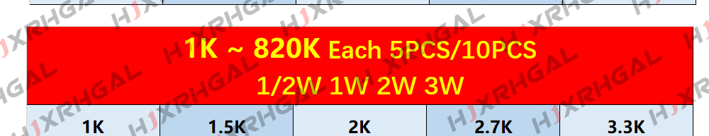 150PCS 300PCS 1/4W 1/2W 1W 2W 3W Resistance 1% Metal Film Resistor Assortment Kit Set 30Values Each 5/10PCS 1~750 1K~820K Ohm