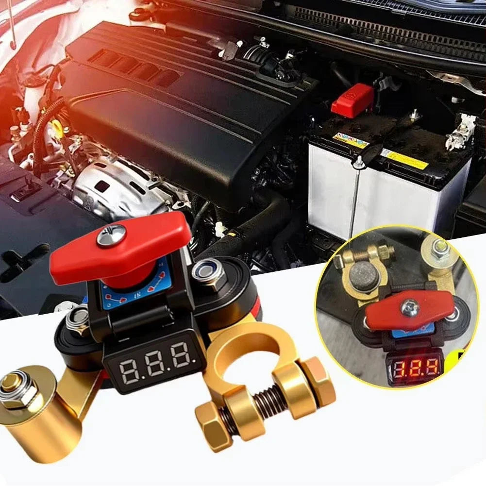 12V 24V Battery Disconnect Switch with Voltage Display Switch & Relays Instant Brass 360 Rotatable for Car Marine Power Protect