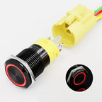16/19/22mm IP67 Waterproof Push Button Switch LED Ring Light Momentary/Latching Harness Connector Car Engine Power Switches