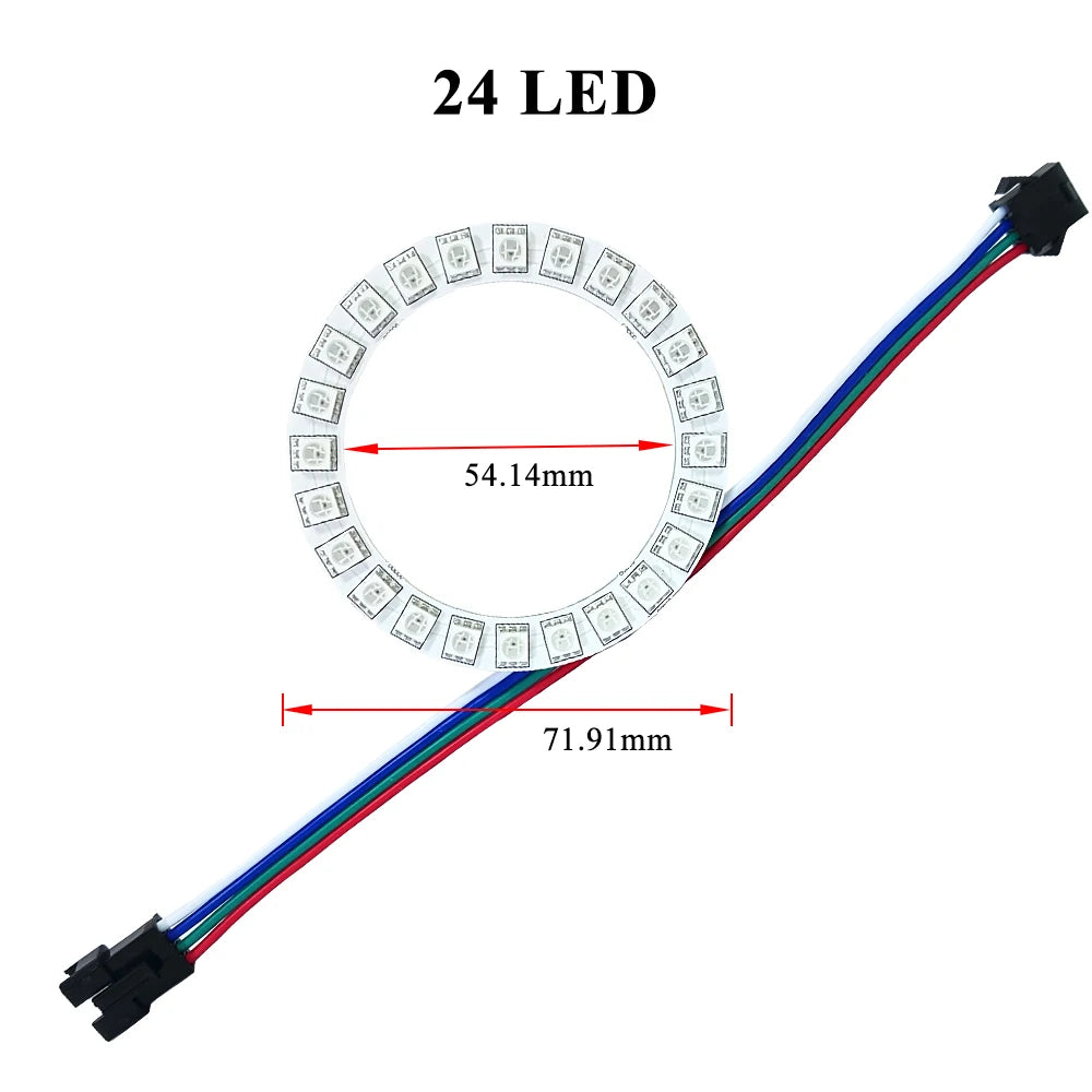 WS2815 Angel Eyes Ring 16/24/35 LEDs Breakpoint Resume Individually Addressable DC12V 5050 RGB Car Daytime Running Light