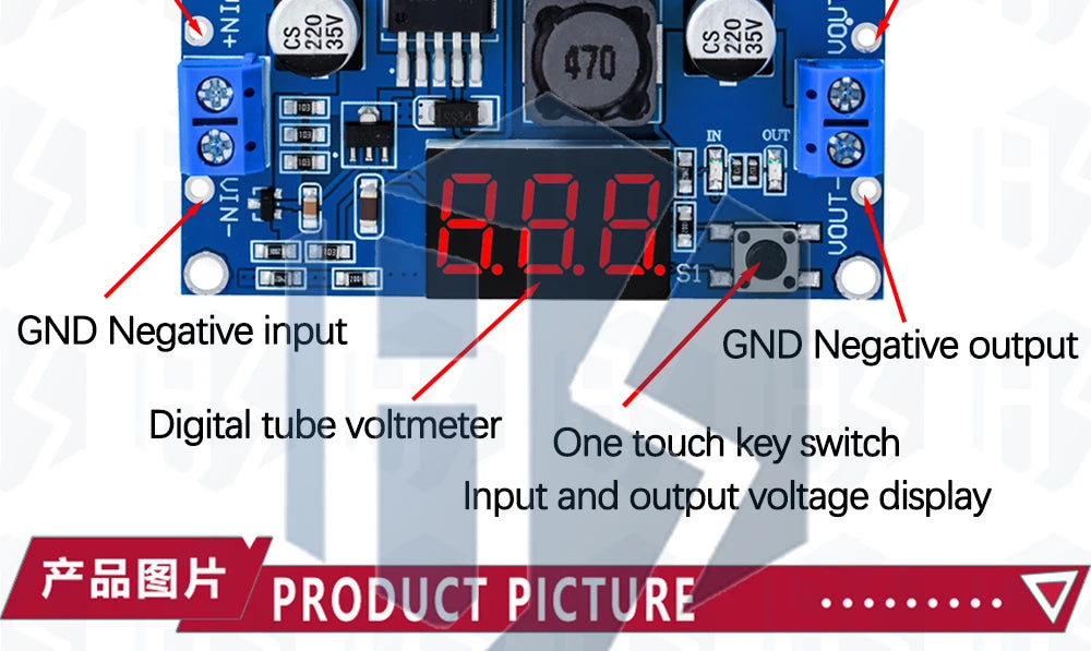 1PCS EGBO LM2596 LM2596S power module + LED Voltmeter DC-DC adjustable step-down power supply module with digital display