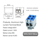 Aluminum Distribution Block Din Rail Mounting WKL 50/95/150/240 mm² Cable Power Connector Terminal Block Box