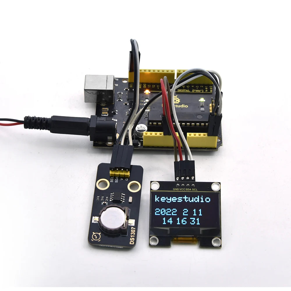 Keyestudio 0.96/1.3-inch OLED Module LCD Display 128x64 With IIC Ports 12C Serial LCD Panel With Baseboard For Arduino