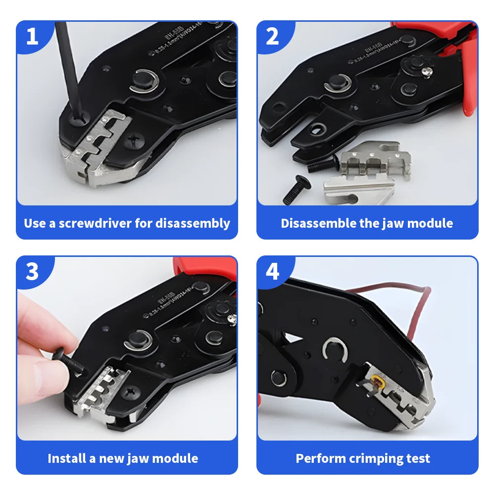 Electrician Pressed Pliers Crimping Tool with Interchangeable Dies Ratcheting Wire Crimper for Electrical Terminals Connector