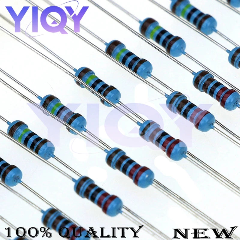 100PCS 1/4W 1% Metal Film Resistor 1 1.2 1.5 10 12 15 11 13 16 20 22 33 47 51 56 68 75 82 91 100 120 150 220 330 R K OhmM 0.125W