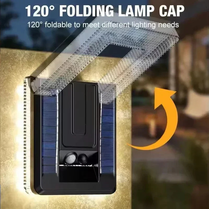 1~2Pack Solar Lights Outdoor Foldable 3 Modes LED Light Motion Sensor Waterproof Wall Lamps for Fence Yard Garden Garage