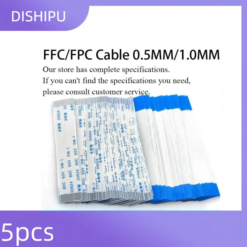 Cable plano Flexible de cinta FFC/FPC, 5PCS, 4//6/7/8/9/10/11/12/13/14/15/20-27P/ Pines, paso de 0.5 MM, 1.0 MM, tipo A longitud