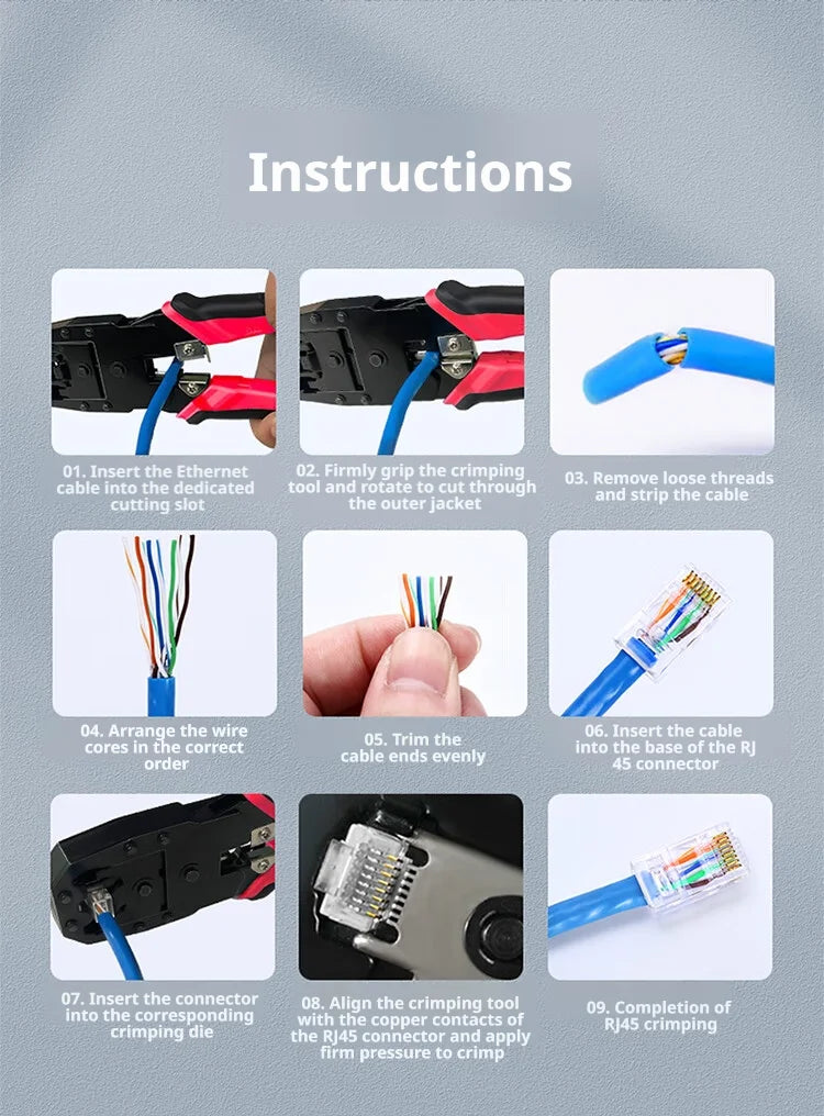 SAMZHE RJ45 Crimper Tools Crimping Pliers Ethernet Network Cable Crimper Cutter for 8P/6P/4P RJ45 RJ11 Precise Stripper Plier