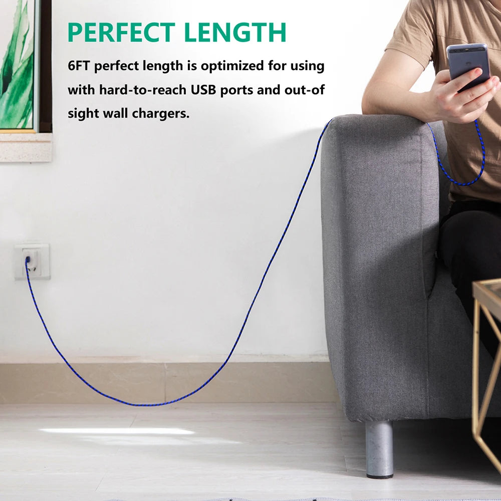 Nylon Braided Wire Charger Cable Micro USB Cable Date Sync 2A Fast Charging For Samsung A3/A5/A7A Huawei Android Mobile Phone