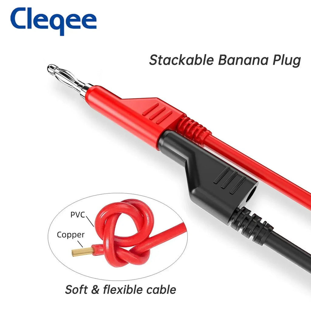 P1036 4mm Banana To Banana Plug Test Lead Kit for Multimeter Match Alligator Clip U-type & Puncture Test Probe Kit