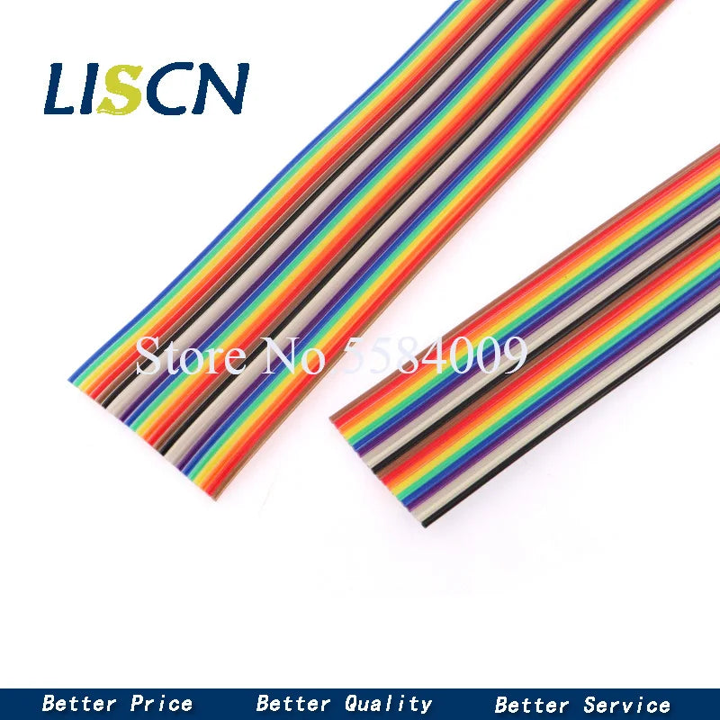 1Meter 6P/8P/10P/12P/14P/16P/34P/40P/60P 1.27mm PITCH Color Flat Ribbon Cable Rainbow DuPont Wire for FC 1.27 Dupont Connector
