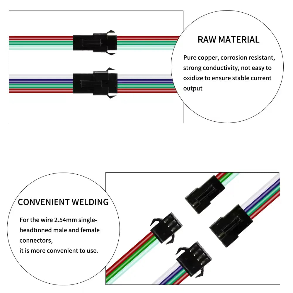 2Pin 3Pin 4Pin 5Pin 6Pin Led JST Connector Male/Female Wire Connector Led Strip Plug Connector Wire Cable for Led Light Driver