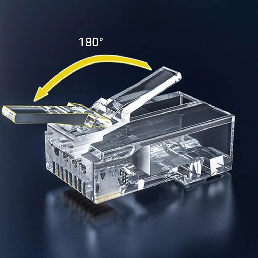 RJ45 Connector CAT6 Pass Through Connectors Crystal End Gold-Plated 8P8C Crimp UTP Standard Ethernet Network Modular Plug