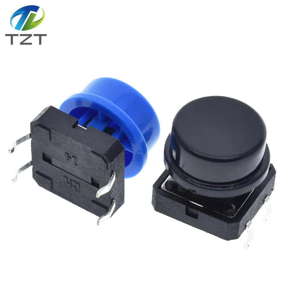 25PCS Tactile Push Button Switch Momentary 12*12*7.3MM Micro switch button + 25PCS Tact Cap(5 colors) for Arduino Switch