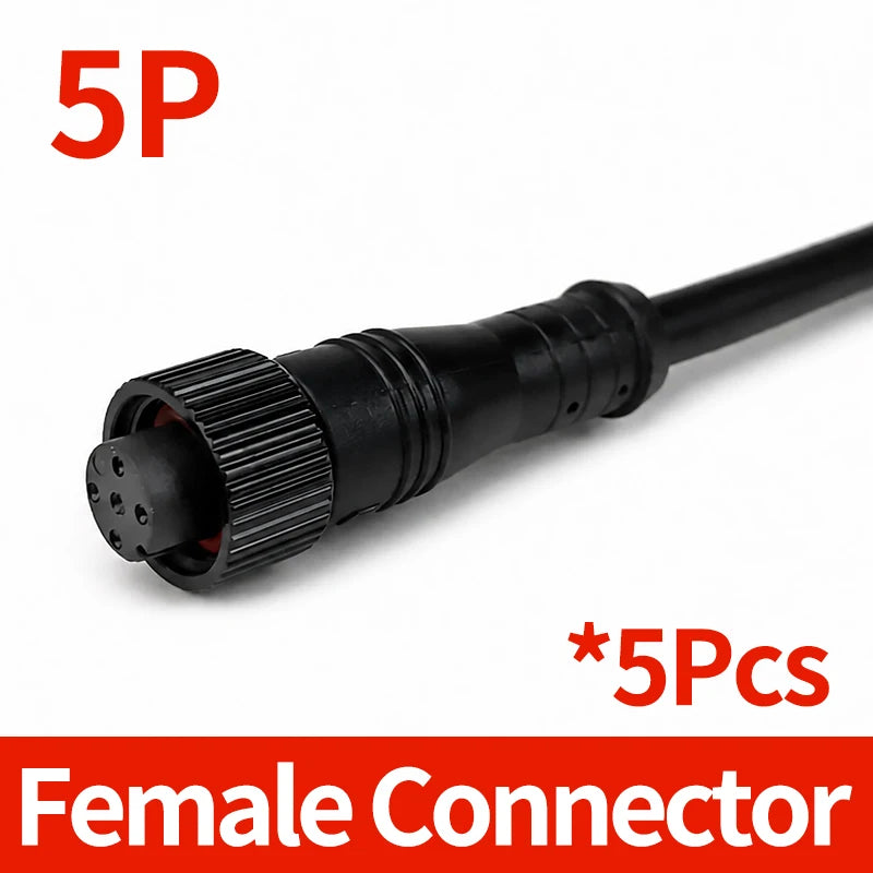 5PCS M12 IP65 Waterproof Aviation Connector 2 3 4 5 6 8 Pin Metal Panel Mount Male Plug Socket Pigtail Cable for Industrial Use