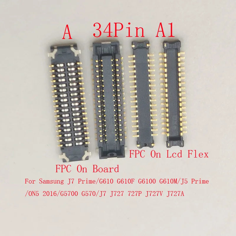 2-10Pcs Lcd Display Screen Flex FPC Connector Plug For Samsung Galaxy G5700 G570 J7 J5 Prime G610F G6100 ON5 2016 J727 34 Pin