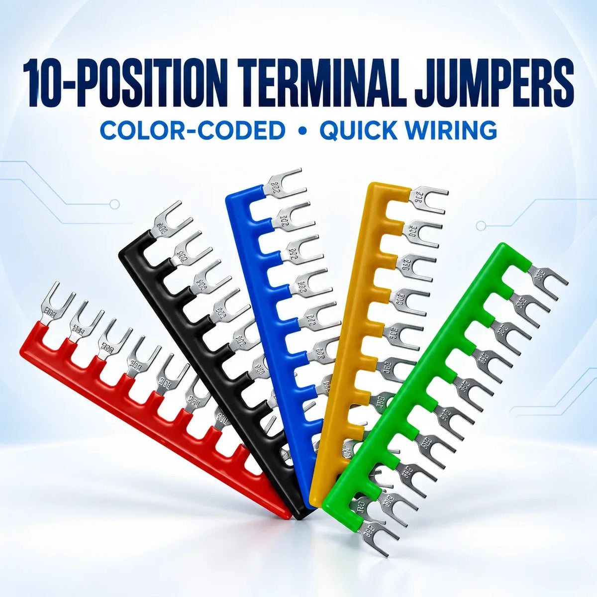 10/20/50/100PCS TB1512 / TBD-15A 12 Position Pre Insulated Fork Type Terminal TB Connection Strip Barrier Strip Jumper Connector
