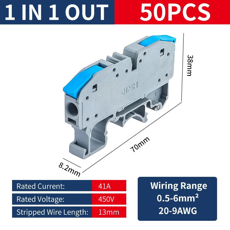 6MM DIN Rail Terminal Blocks Free Splicing Compact Quick Lever Wiring Connector Spring Cable Connection Terminal Press 32A 450V