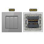 JHJCH - 1 Gang 1/2 Way Stair Switch, Tempered Glass Panel, Rocker Light Switch, On / Off Switch, Toggle Wall Switch