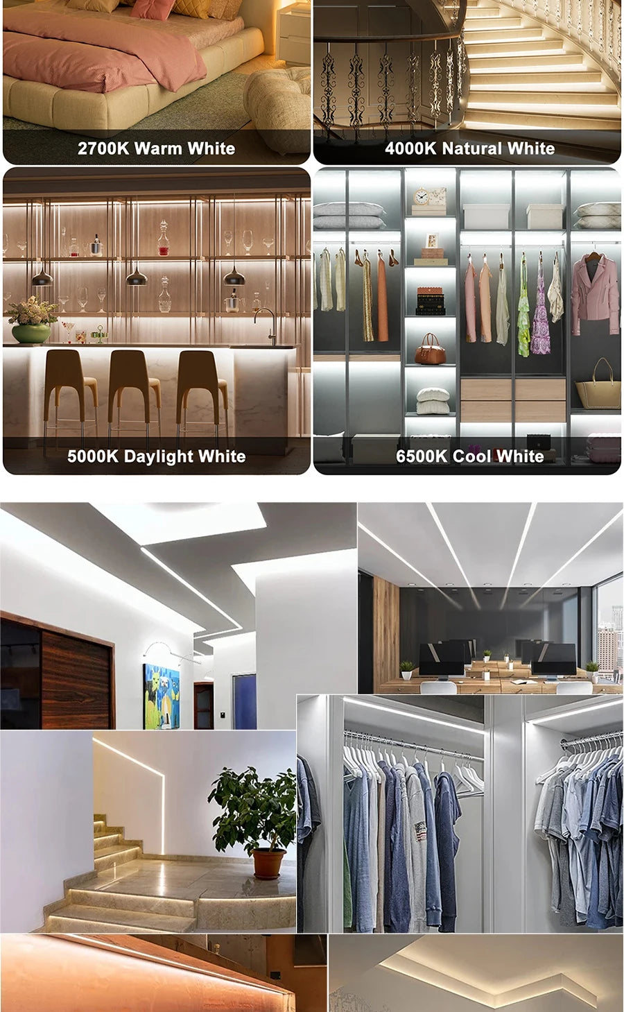 1-10M CCT 2700K-6500K Dimmable LED Strip 5mm 10mm COB LED Strip Light CCT Strip Tuya WiFi Controller Linear LED Tape With Dimmer