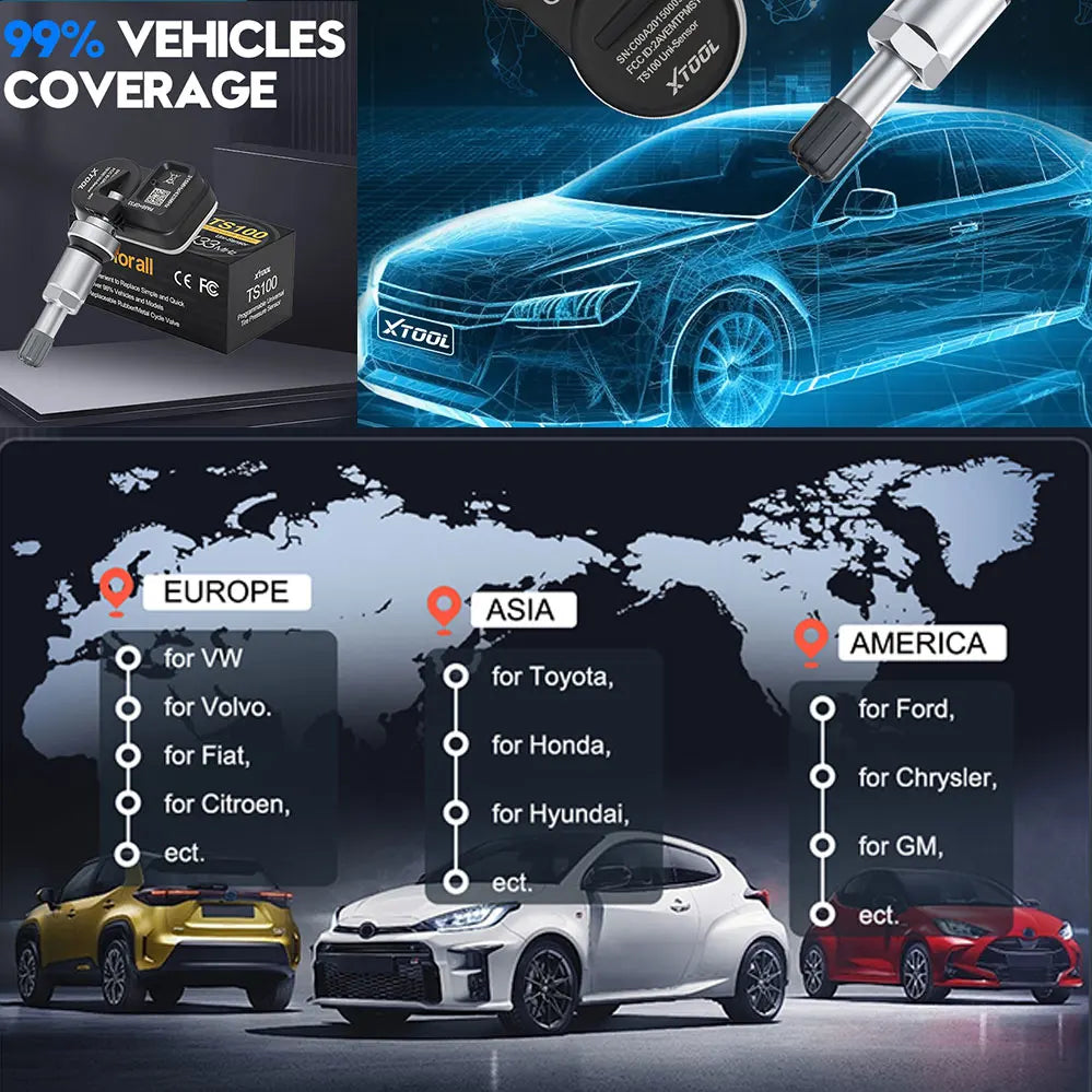 XTOOL TS100 PRO Sensor TPMS Sensor Tire Repair Tools TPMS Pressure Monitor Tester Automotive Tire Pressure Programming Sensors