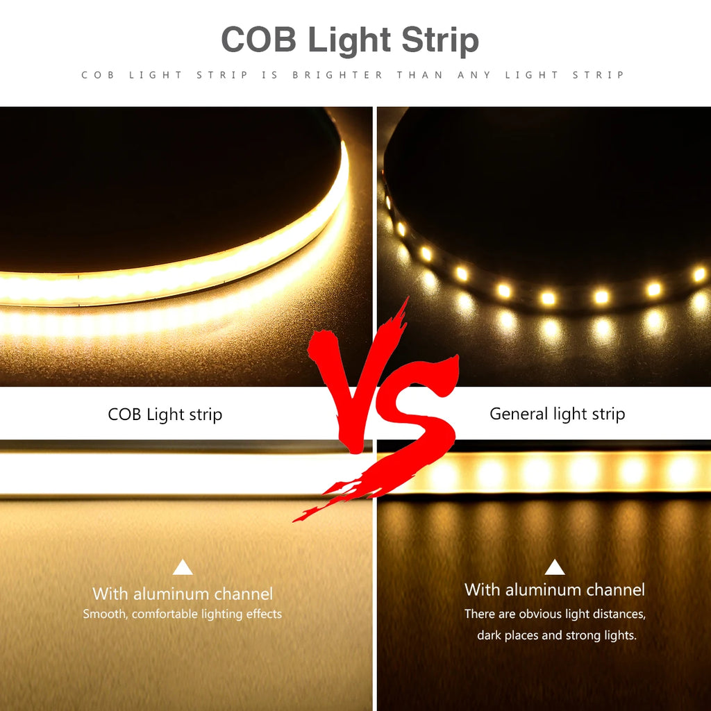 Super Thin 5mm COB LED Strip 1m 2m 3m 4m 5m High Density Flexible Neon LED Tape Ribbon For Home Room Decor TV Backlight Lighting