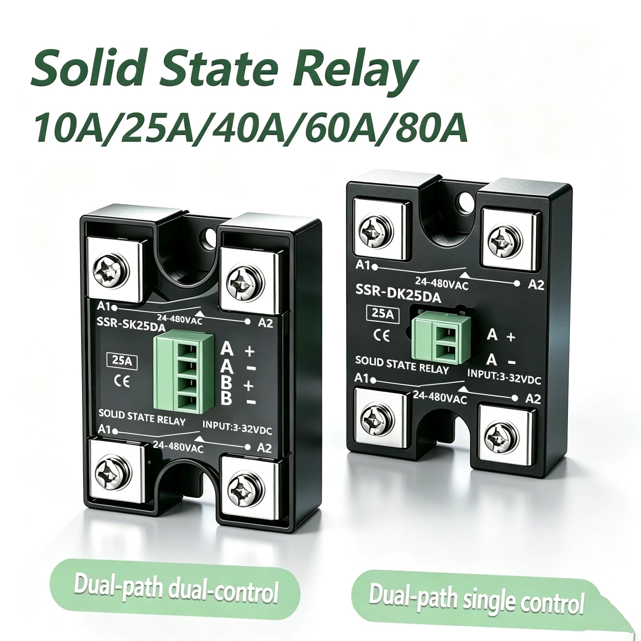 Solid State Relay SSR 10A 25A 40A DC To AC Single Phase Dual Channel Single Control Or Dual Channel Dual Contro