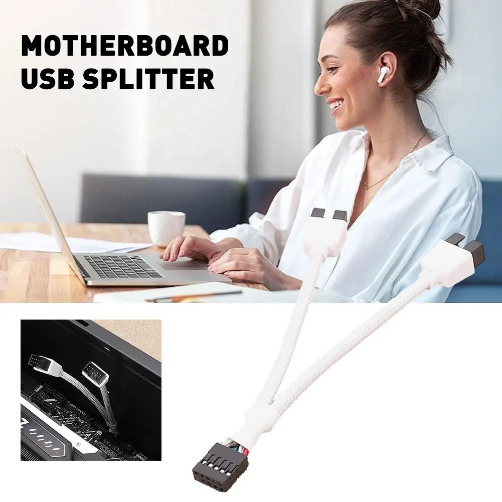 Motherboard USB Extension Cable 9 Pin 1 Female To 2 Male Y Splitter Audio HD Extension Cable Desktop 9 Pin USB2.0 HUB Connector